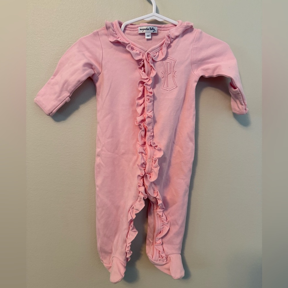 Magnolia Baby Pink Ruffled Footie